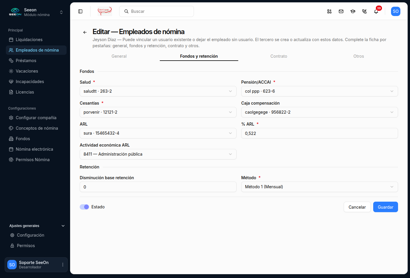 Empleado — Fondos